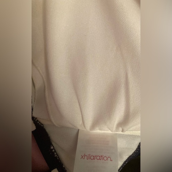 Xhiliration Polkadot Navy and White Padded Bikini Top XL NWOT - Picture 2 of 11